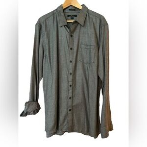 Marc Anthony Charcoal Gray Slim Fit Button-Down Long Sleeve Shirt